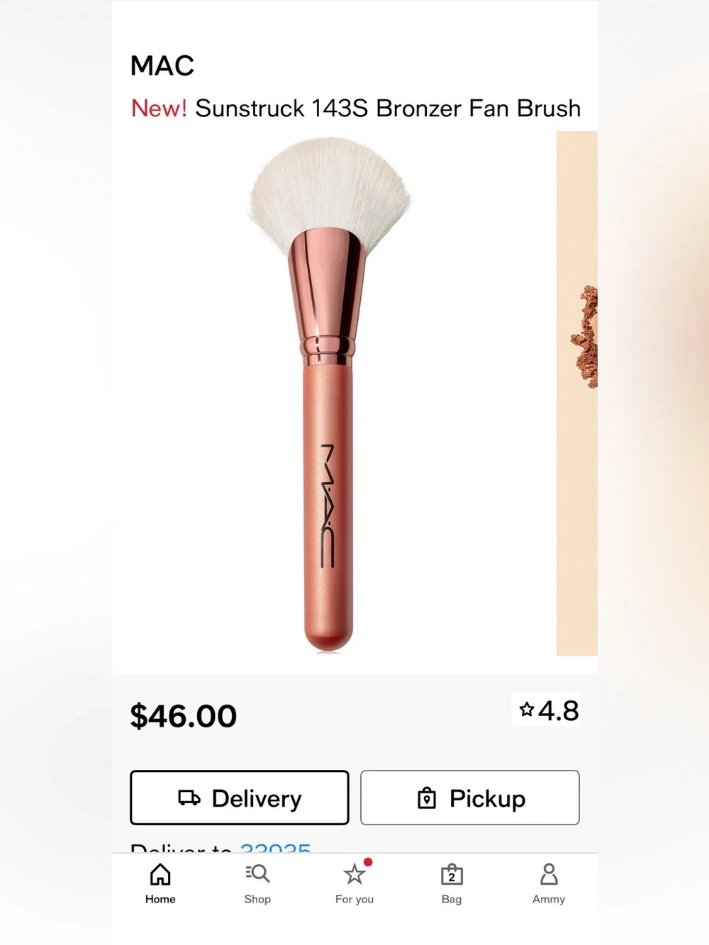MAC Cosmetics Rose Gold Face Brush - Pink Handle